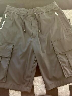 Balmain Black Cargo Shorts with Zip Pockets
